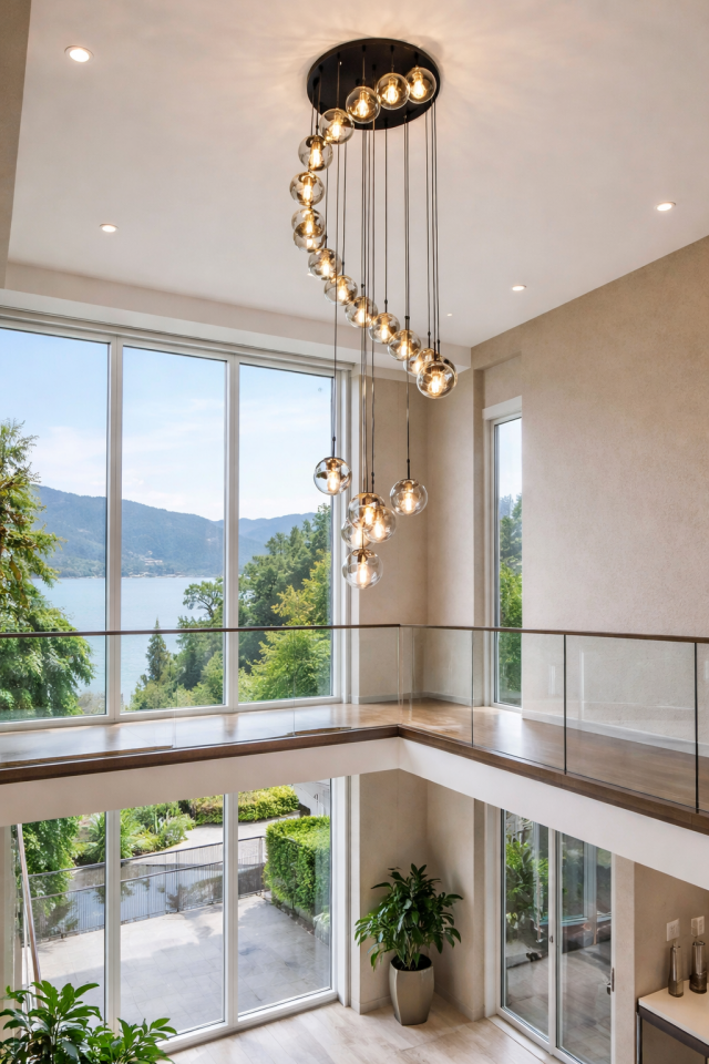 MODERN CAMLI 22 Lİ GALERİ BOŞLUĞU SARKIT AVİZE BAL CAM