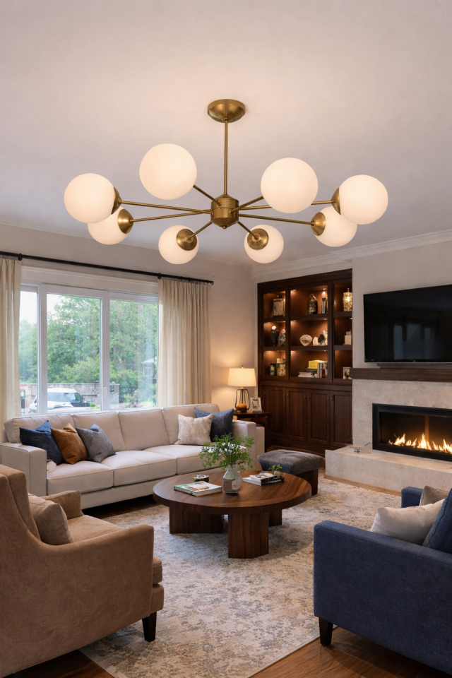 GLOP BEYAZ CAMLI 8 Lİ MODÜLER ESKİTME GOLD RENK AVİZE