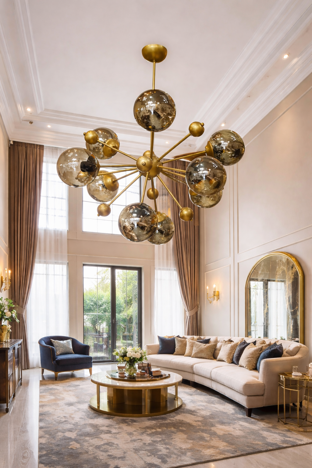 GLOP FÜME CAMLI 9 KÜRELİ 9 CAMLI MODÜLER GOLD AVİZE