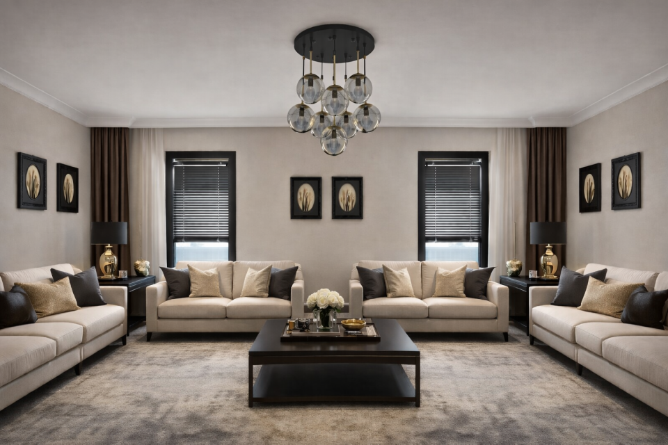 GLOP CAMLI 8Lİ SARKIT BAL CAM SİYAH AVİZE