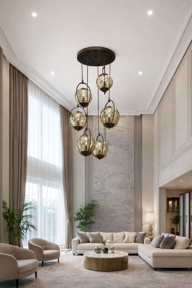 GLOP BAL CAMLI HALKALI 6 LI SARKIT GOLD AVİZE