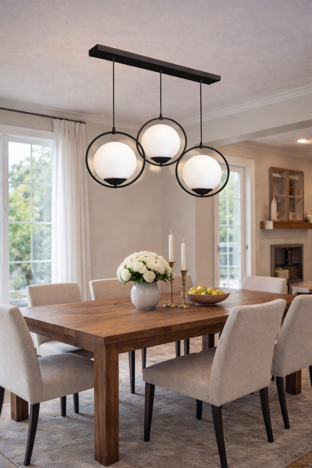 GOLP HALKALI BEYAZ-FÜME-BAL CAMLI 3 LÜ SİYAH CAKALI AVİZE