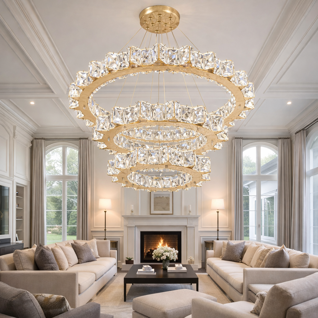 KRİSTAL TAŞLI LEDLİ 3 KATLI YILDIZ MODEL GOLD RENK