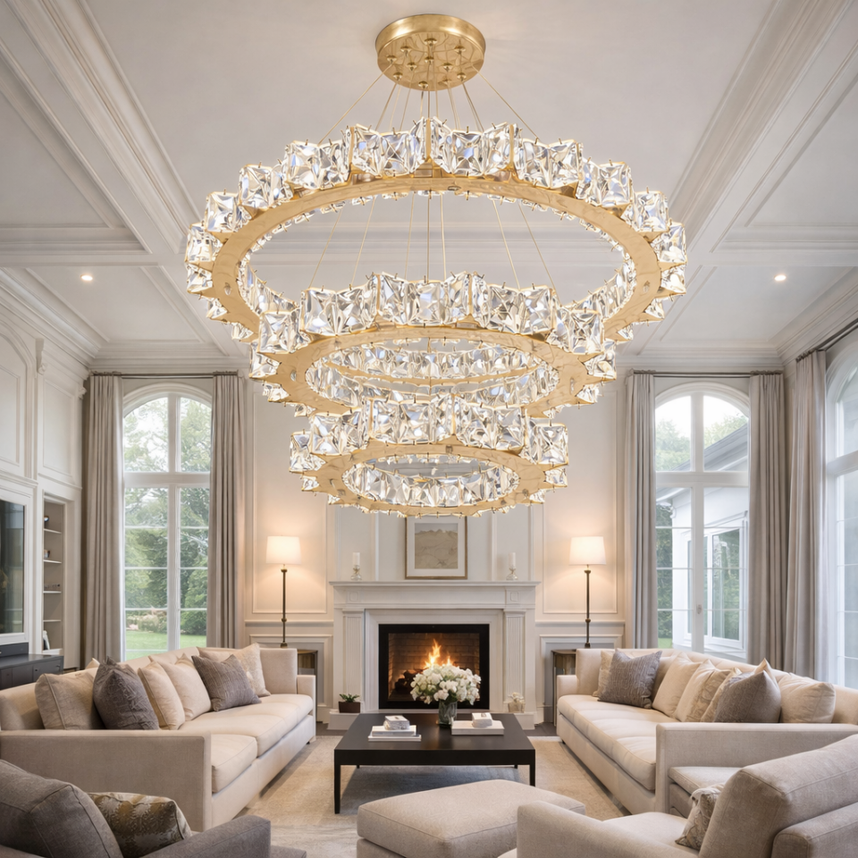 KRİSTAL TAŞLI LEDLİ 3 KATLI YILDIZ MODEL GOLD RENK