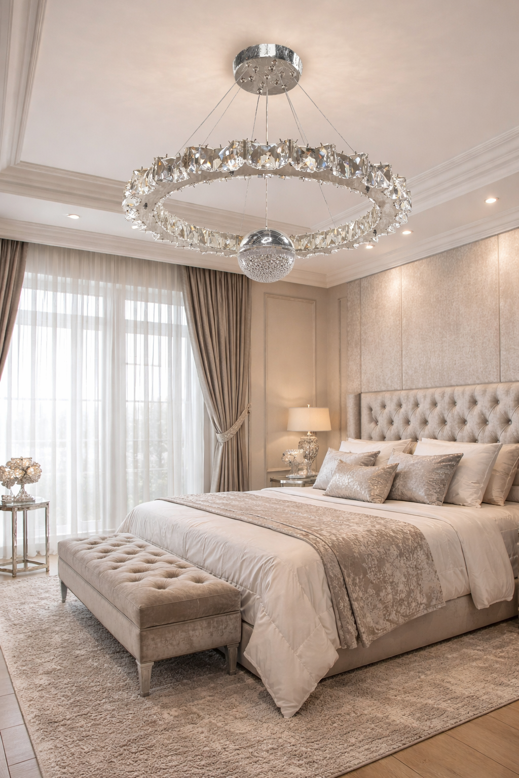 KRİSTAL TAŞLI YILDIZ MODEL LED TOPLU GÜMÜŞ AVİZE