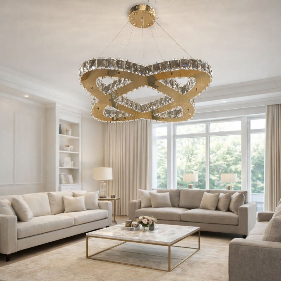 KRİSTAL TAŞLI LEDLİ 2 KATLI İÇ İÇE BİRLEŞİK ELİPS MODEL GÜMÜŞ