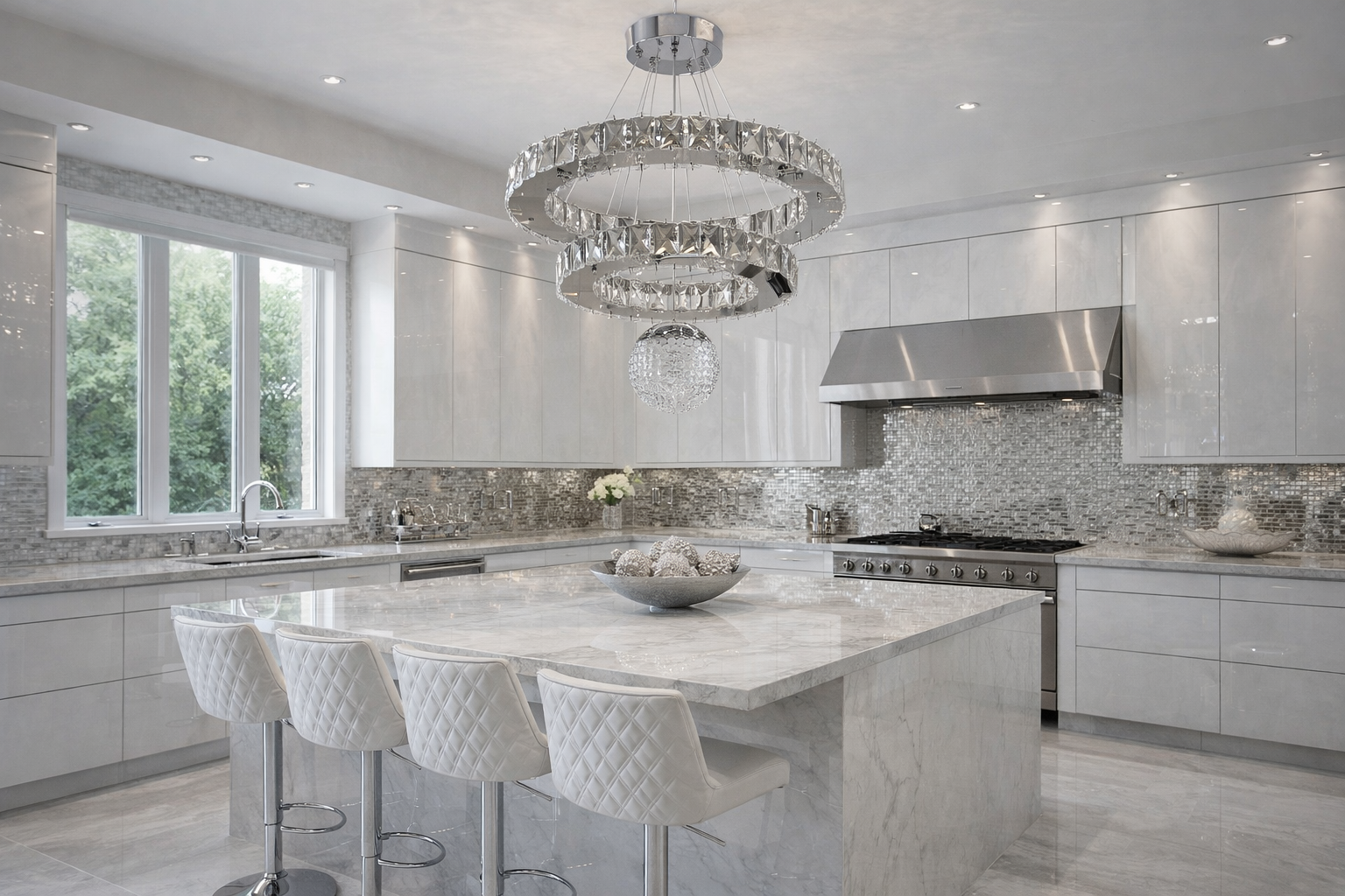 KRİSTAL TAŞLI LEDLİ 2 KATLI DAİRE MODEL TOPLU AVİZE