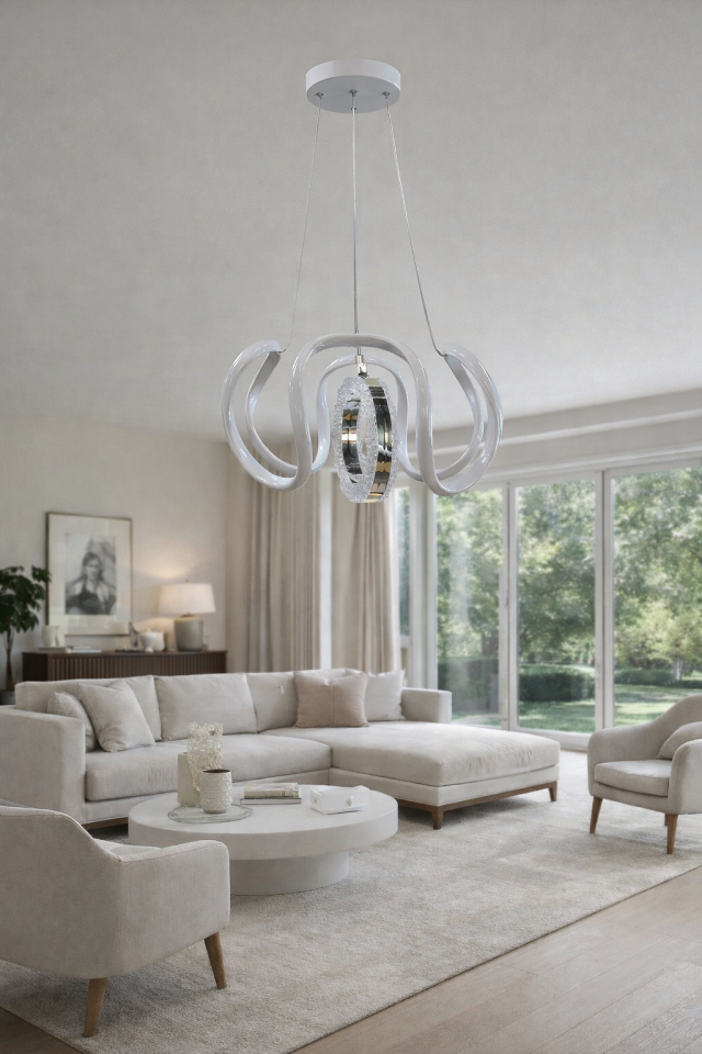 MODERN HALKALI DRON MODEL LED AVİZE BEYAZ