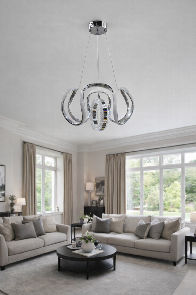 MODERN HALKALI DRON MODEL LED AVİZE GÜMÜŞ