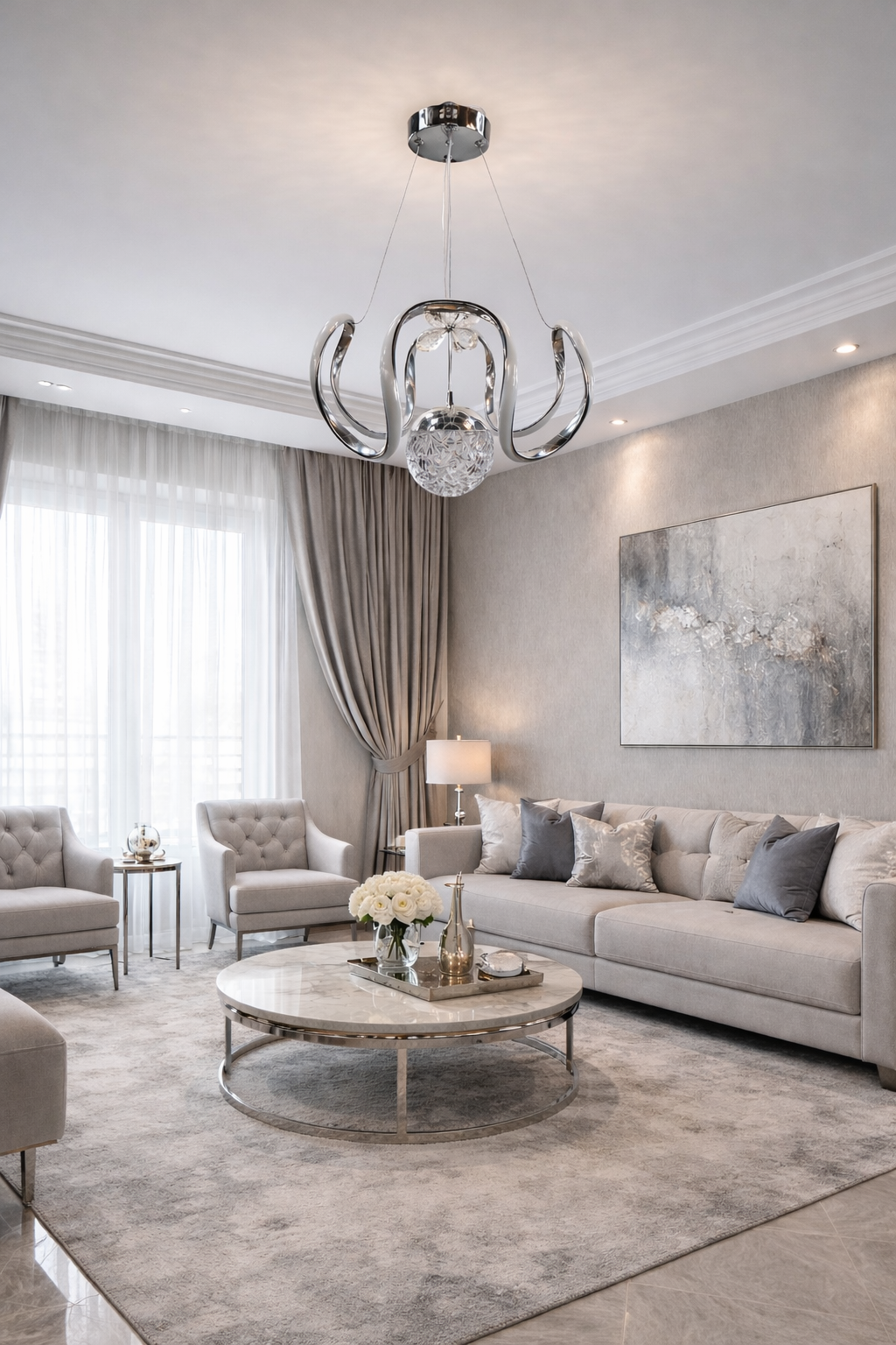 MODERN TOPLU DRON MODEL LED AVİZE GÜMÜŞ