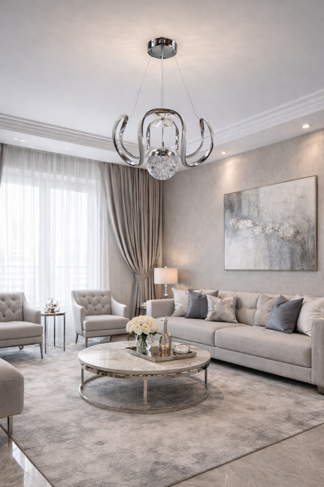 MODERN TOPLU DRON MODEL LED AVİZE GÜMÜŞ