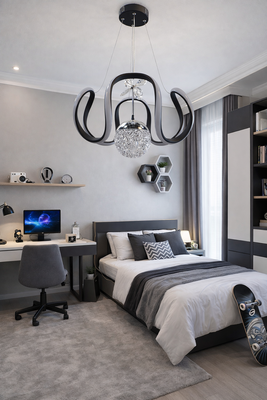 MODERN TOPLU DRON MODEL LED AVİZE SİYAH