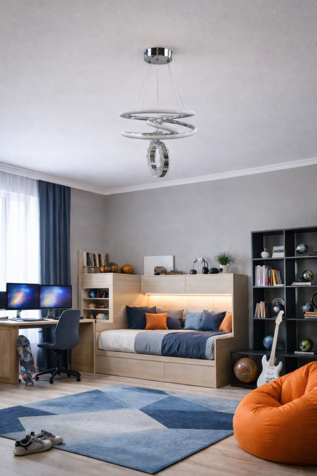 MODERN HALKALI YAY MODEL LED AVİZE GÜMÜŞ