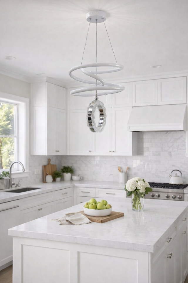 MODERN HALKALI YAY MODEL LED AVİZE BEYAZ