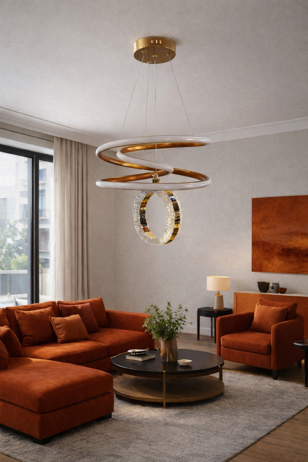 MODERN HALKALI YAY MODEL LED AVİZE BRONZ