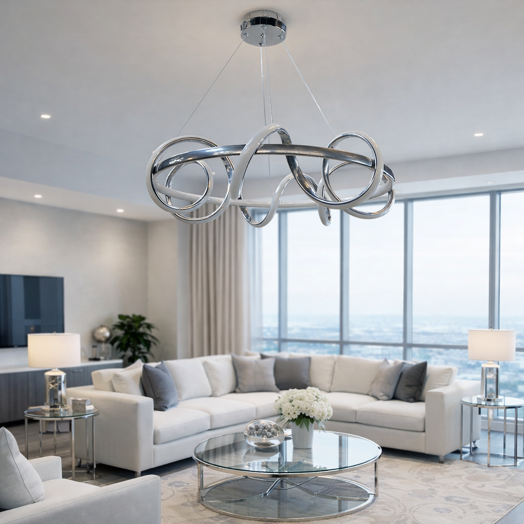 MODERN HELEZON MODEL LED AVİZE GÜMÜŞ