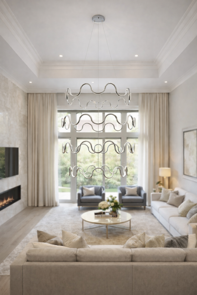 MODERN 4 KATLI AHTAPOT MODEL LED AVİZE GÜMÜŞ