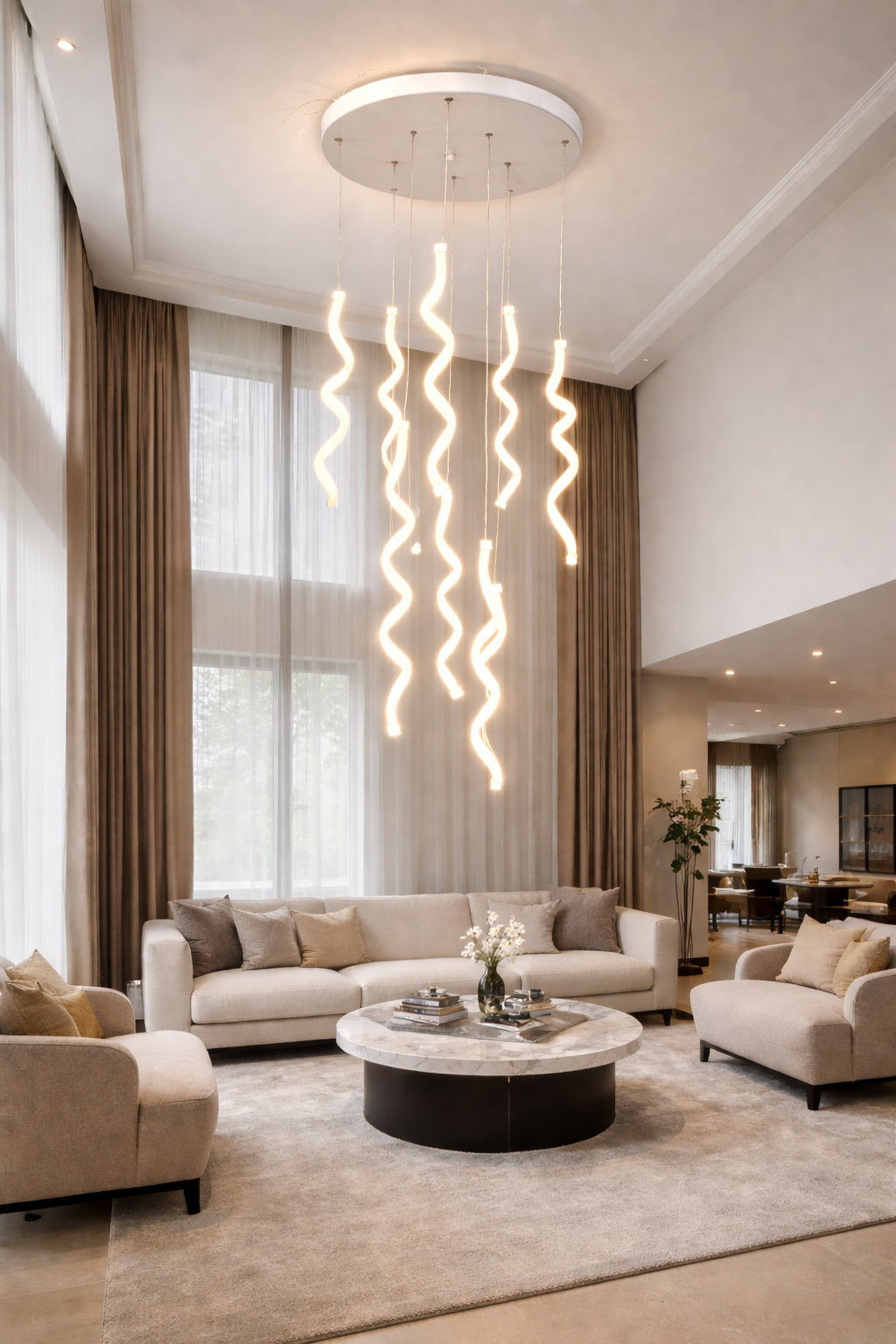 MODERN SARKIT KIVRIMLI 10 LU LED AVİZE BEYAZ