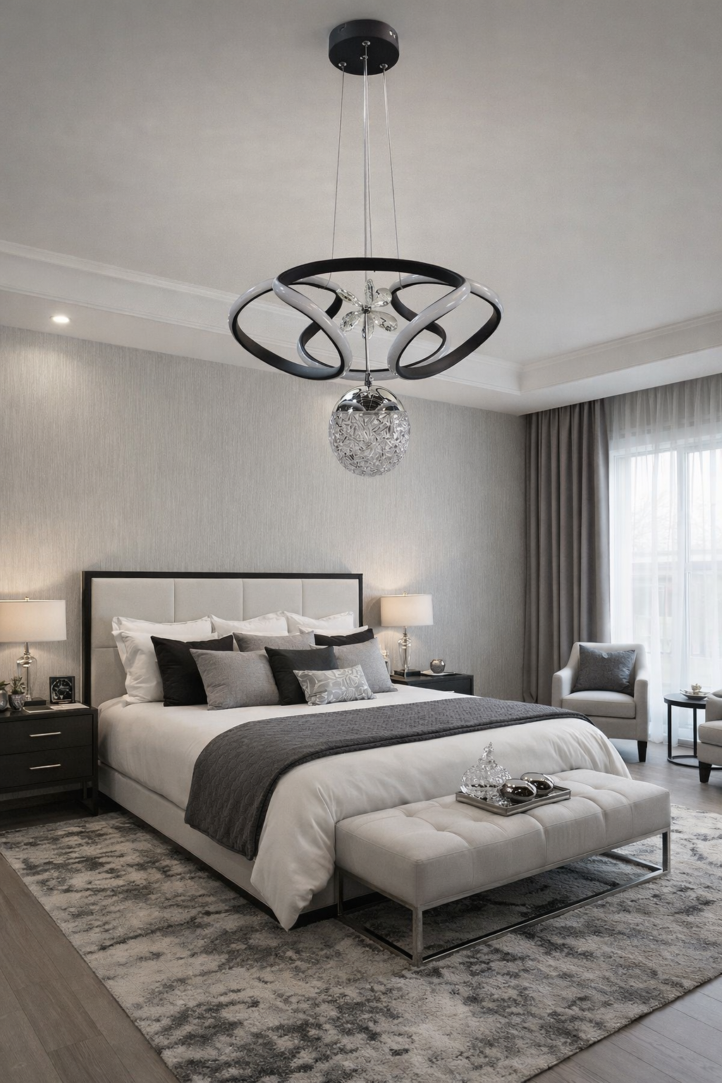 MODERN TOPLU 3 LÜ DRON MODEL LED AVİZE SİYAH