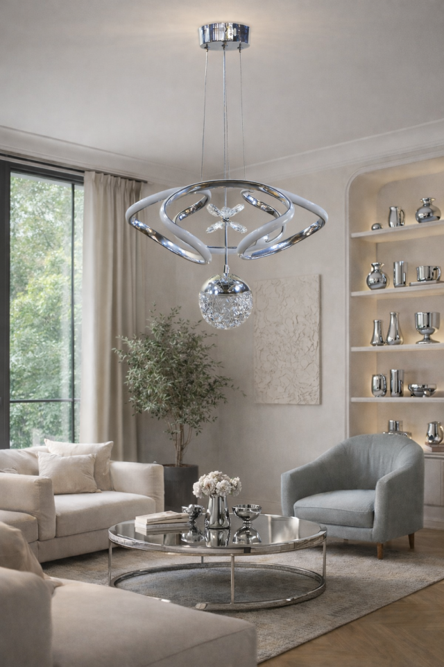 MODERN TOPLU 3 LÜ DRON MODEL LED AVİZE GÜMÜŞ