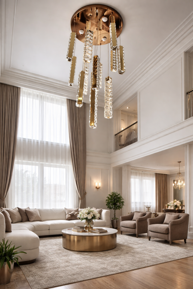 KRİSTAL TAŞLI LEDLİ 12 Lİ SARKIT GOLD AVİZE